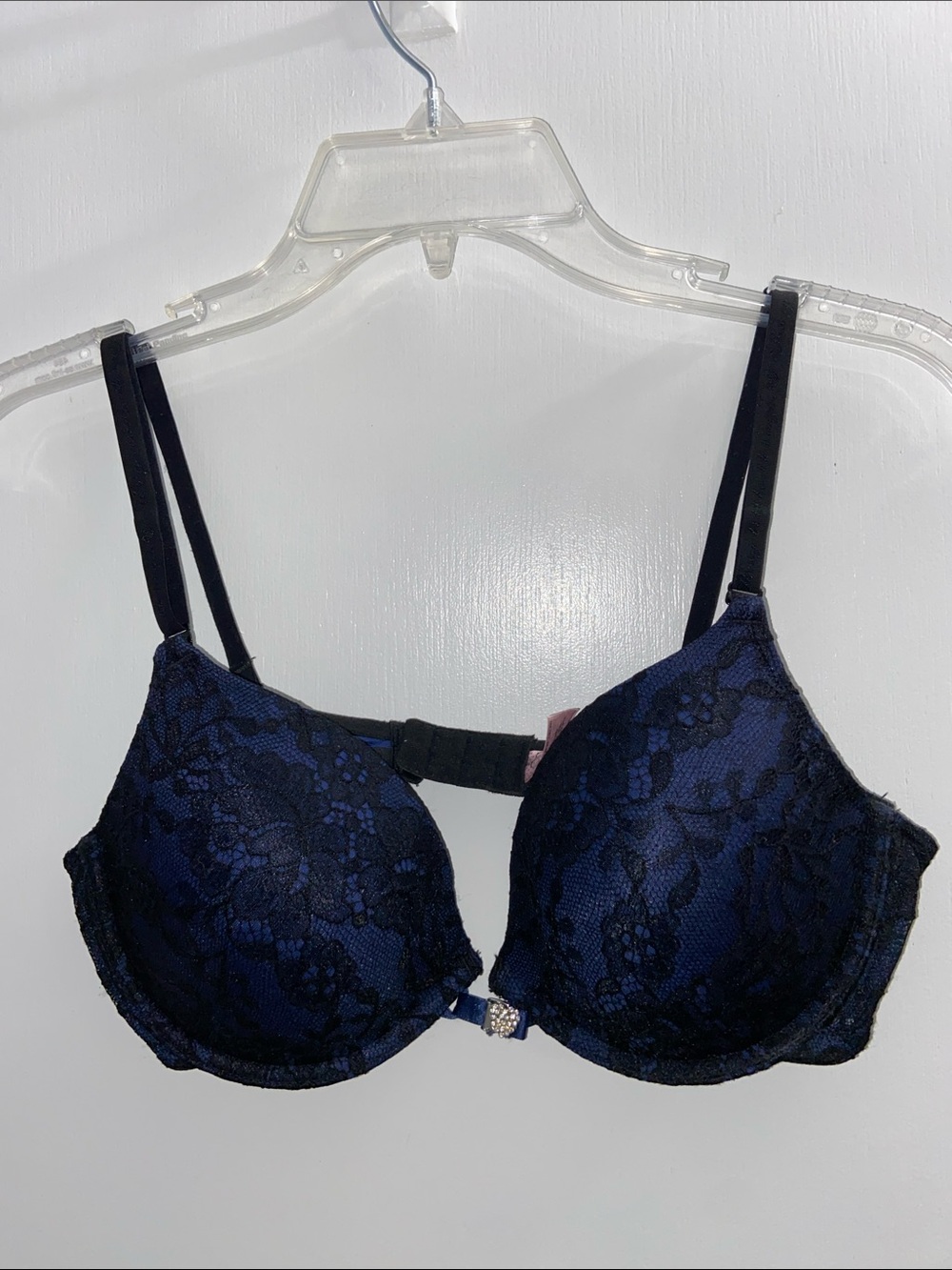 Victoria Secret Sexy Little Things Y2K Lace Push-Up Bra Rhinestone 36D Vtg EUC
